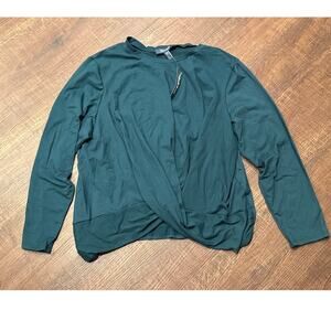 ModCloth Velvet Curtains Teal Green Twist Front Long Sleeve Soft Top Plus 3X NWT